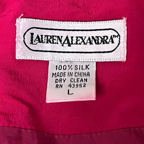Lauren Alexandria Vintage Silk Blazer – Women’s Red Open Front Jacket L - Picture 6 of 7